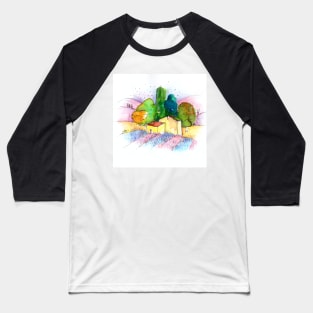 Houses in a Field Baseball T-Shirt